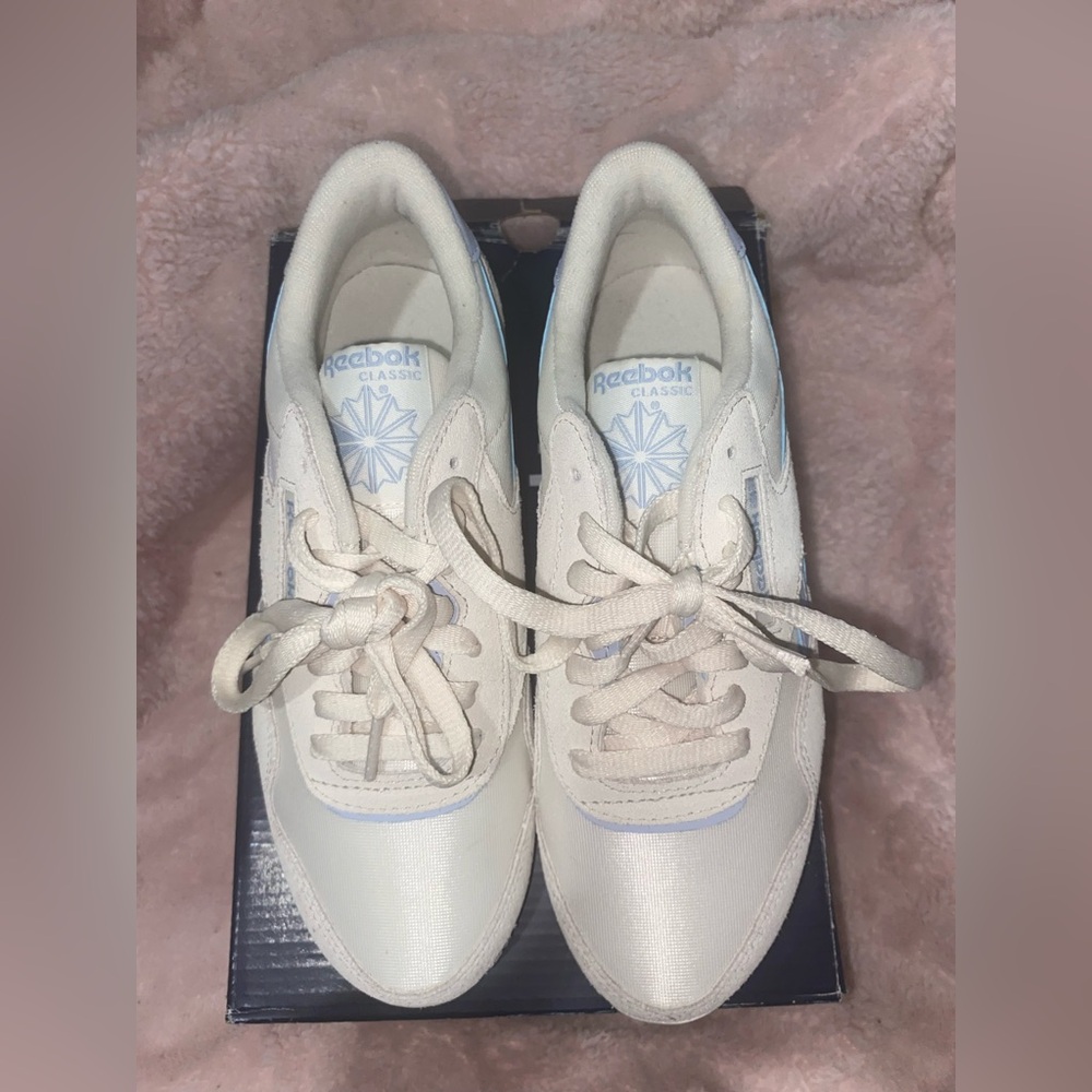 Reebok Women’s Nylon Bone and Pale Blue Sneakers